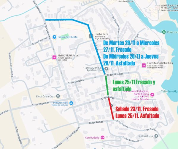 Restricciones parciales de tráfico y estacionamiento por el asfaltado de la calle Margalides de es Puig d’en Fita/Siesta