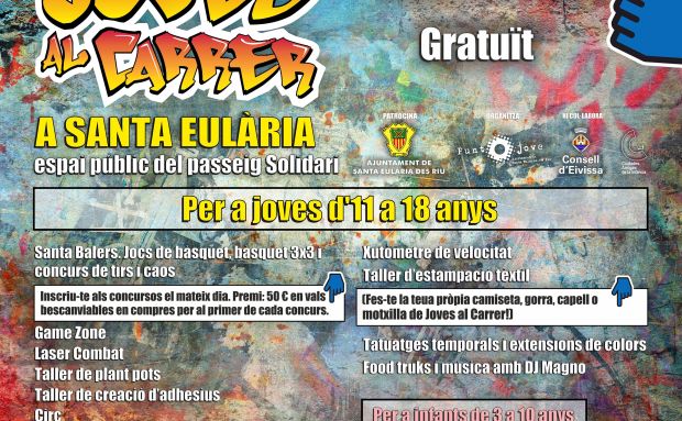 Acrobàcies, circ, laser combat i una gàbia per a duels futbolers en la tercera jornada de Joves al Carrer que se celebra dissabte al Passeig Solidari de Santa Eulària