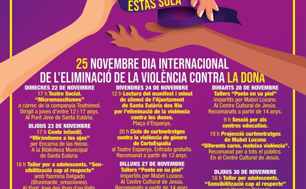 Les activitats del Dia per l'Eliminació de la Violència contra la Dona se centren en tallers per a adolescents i comptaran amb teatre, contes i curtmetratges