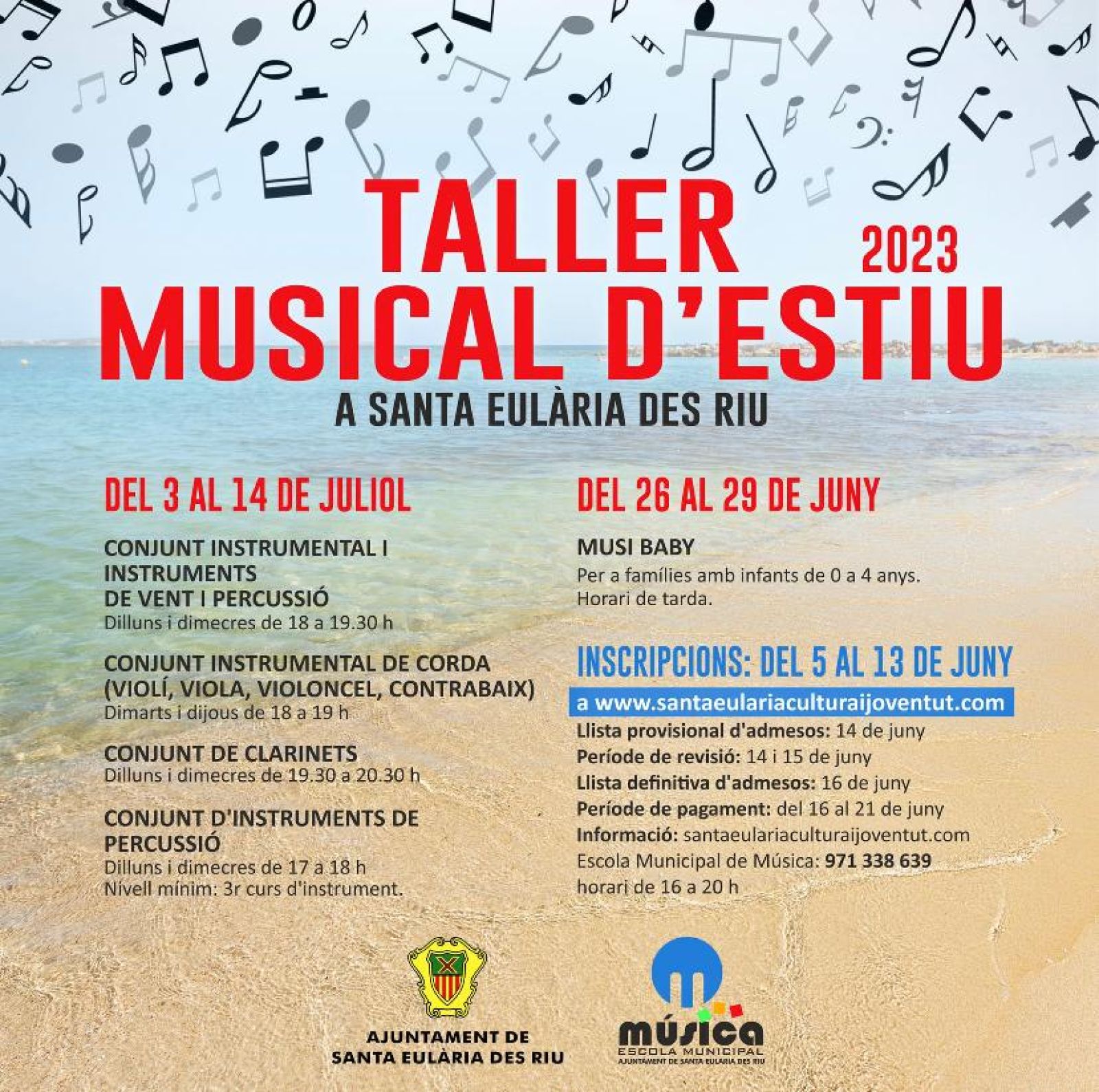 Abiertas las inscripciones para los talleres de verano de 2023 de la Escuela de Música de Santa Eulària