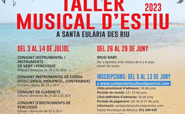 Obertes les inscripcions per als tallers d'estiu de 2023 de l'Escola de Música de Santa Eulària