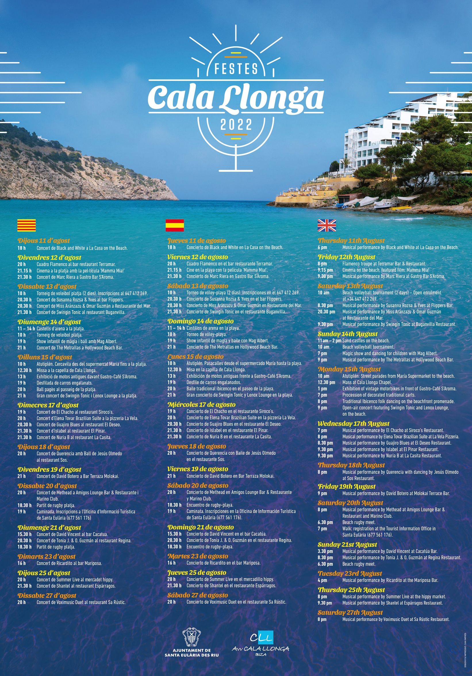 El rugbi i el vòlei a la platja s'uneixen a la música i als actes tradicionals a les festes de Cala Llonga 2022