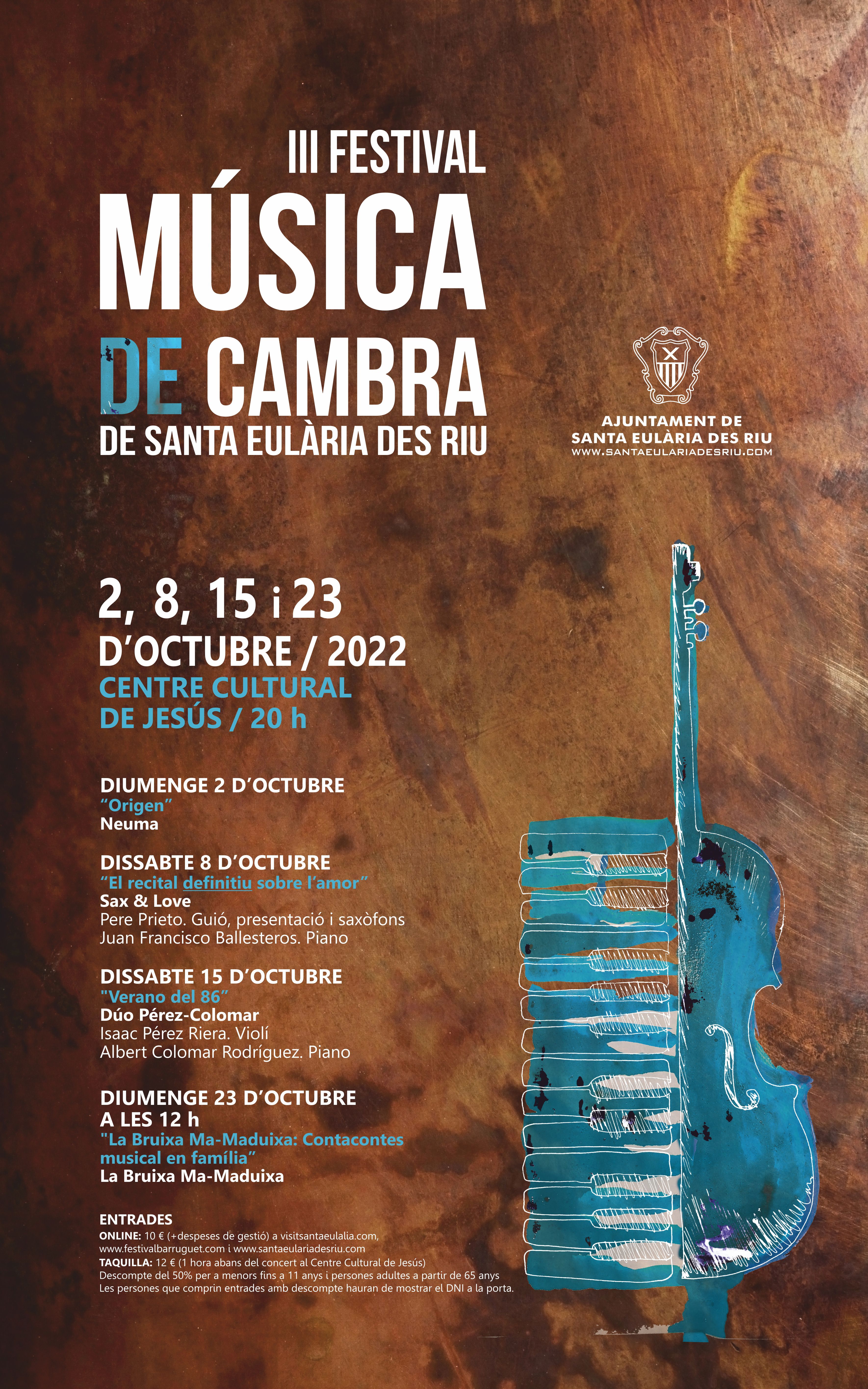 El Centre Cultural de Jesús acollirà a l'octubre tres concerts i un contacontes musical en família del III Festival de Música de Cambra