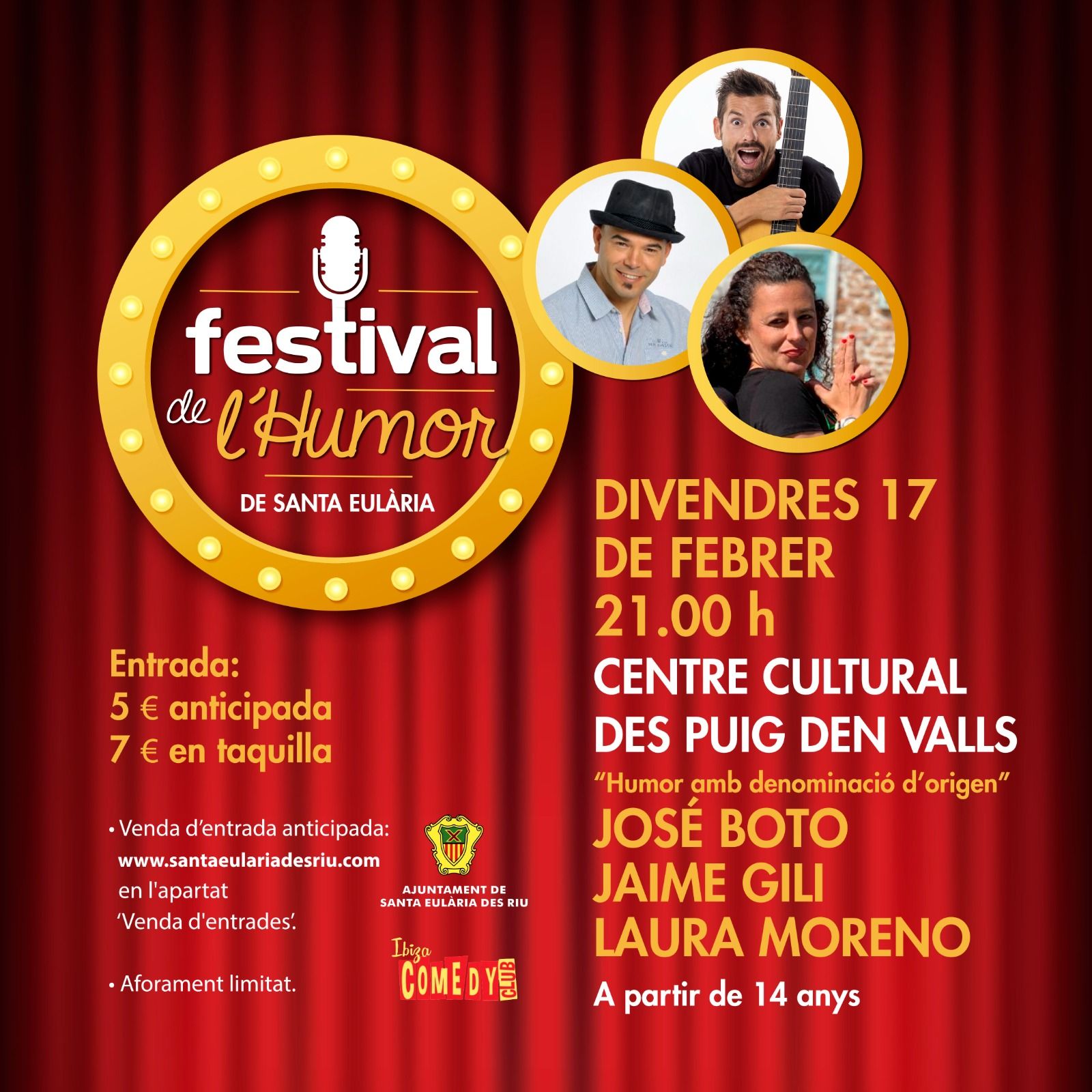 Festival de l'Humor 2023: José Boto, Jaime Gili i Laura Moreno el 17 de febrer as Puig d'en Valls