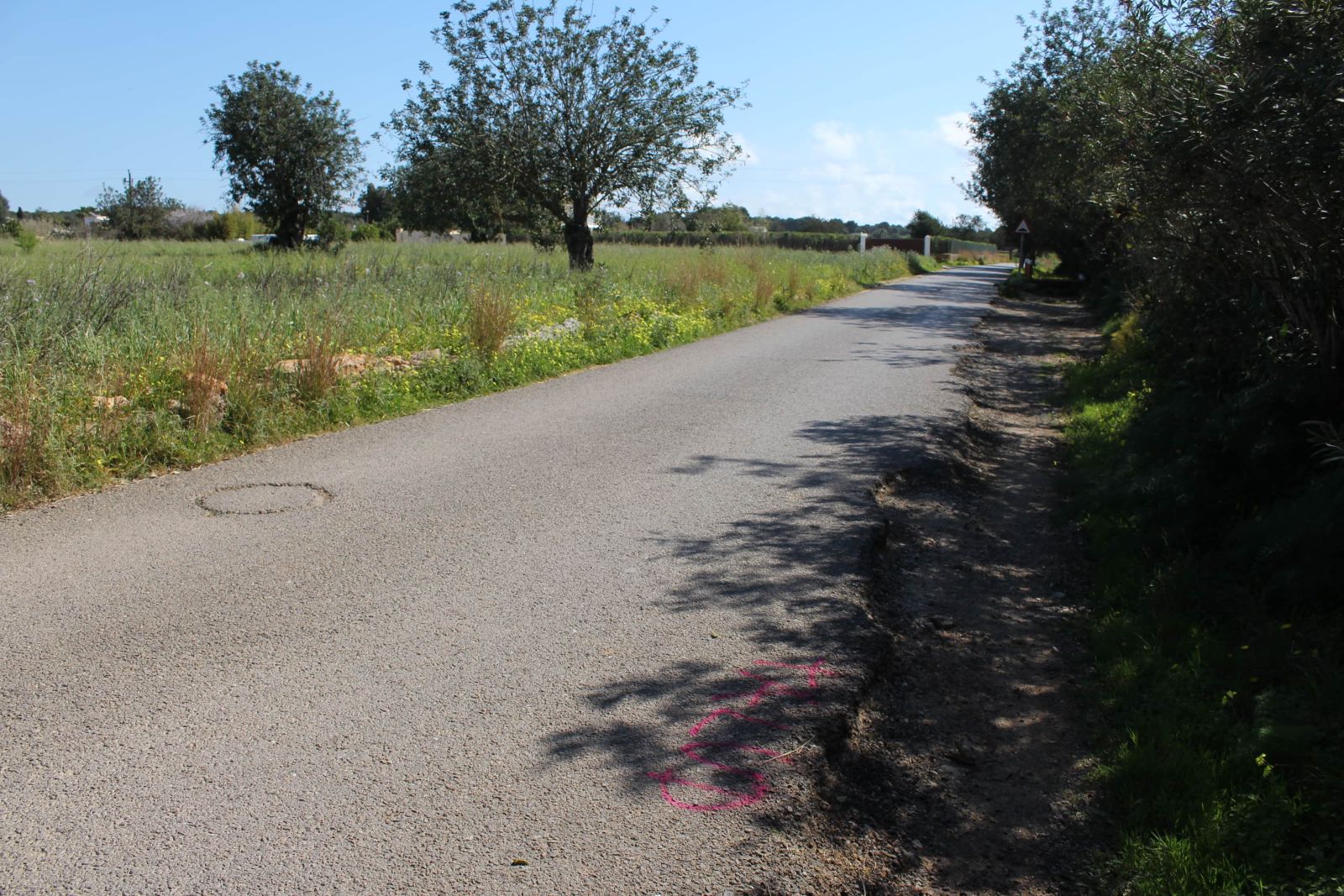 Inici de l'asfaltat per a la millora de la seguretat del camí de Can Pep Salvador que uneix les carreteres de Sant Carles i es Canar