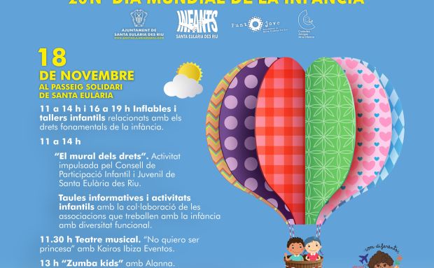 Una classe de 'zumba', teatre musical, activitats integradores per a infants amb diversitat funcional i jocs en la celebració del Dia de la Infància a Santa Eulària