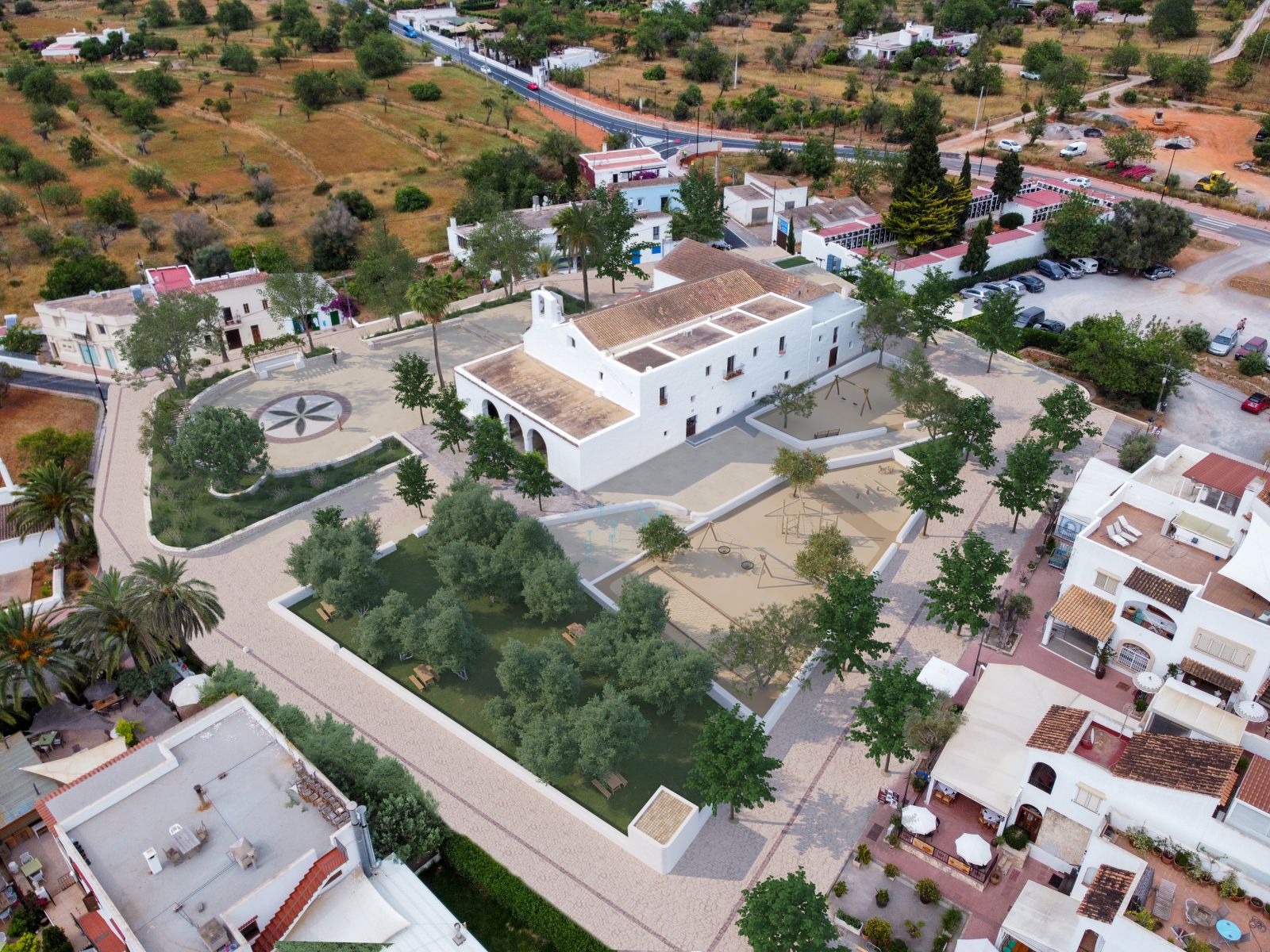 La proposta de conversió en zona de vianants de Sant Carles inclou una gran cisterna per a l'ús d'aigua regenerada, zones d'ombra i una gran plaça per al ball pagès