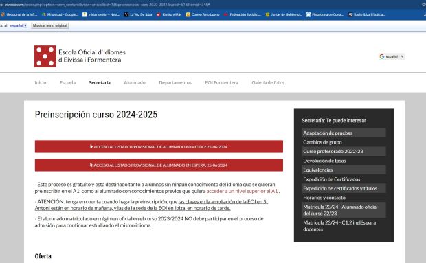 L'Escola Oficial d'Idiomes obri una inscripció per a cursos d'anglès i alemany a Santa Eulària que s'oferiran en cas d'aconseguir un mínim d'alumnes