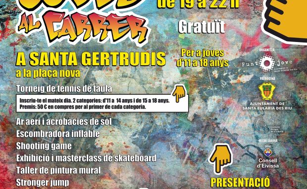 'Joves al Carrer' porta aquest dissabte a Santa Gertrudis els seus tallers d'acrobàcies, pintura mural i 'skate'