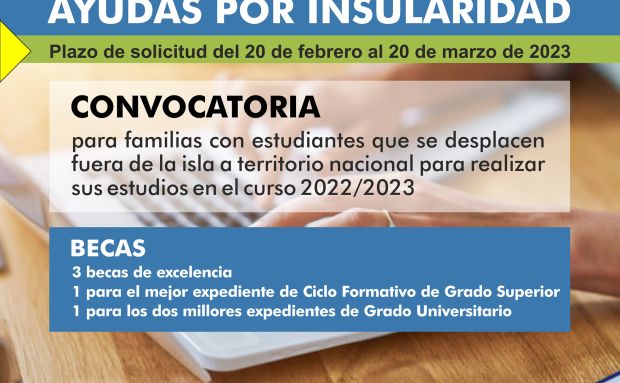 Abierto el plazo para solicitar las ayudas municipales a la insularidad de 2023 para jóvenes que estudian fuera de la isla