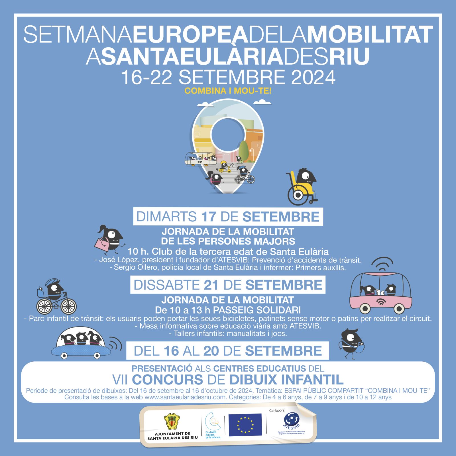 Xerrades per als majors, un circuit d'educació viària i un concurs de dibuix per a celebrar la Setmana Europea de la Mobilitat