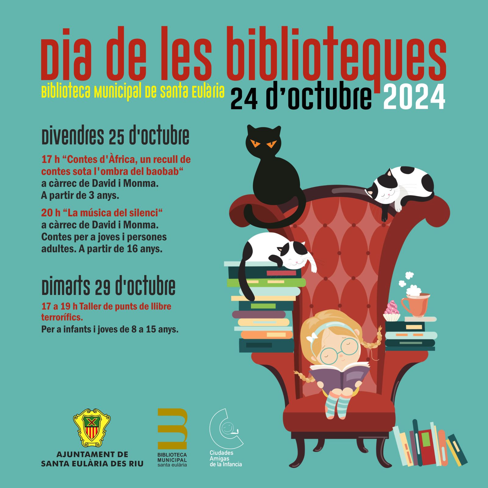 Contes d'Àfrica i punts de llibre ‘aterridors’ per celebrar el Dia de les Biblioteques